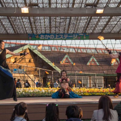 東京ドイツ村でファイアーパフォーマンス ベリーダンスとファイアーパフォーマンス