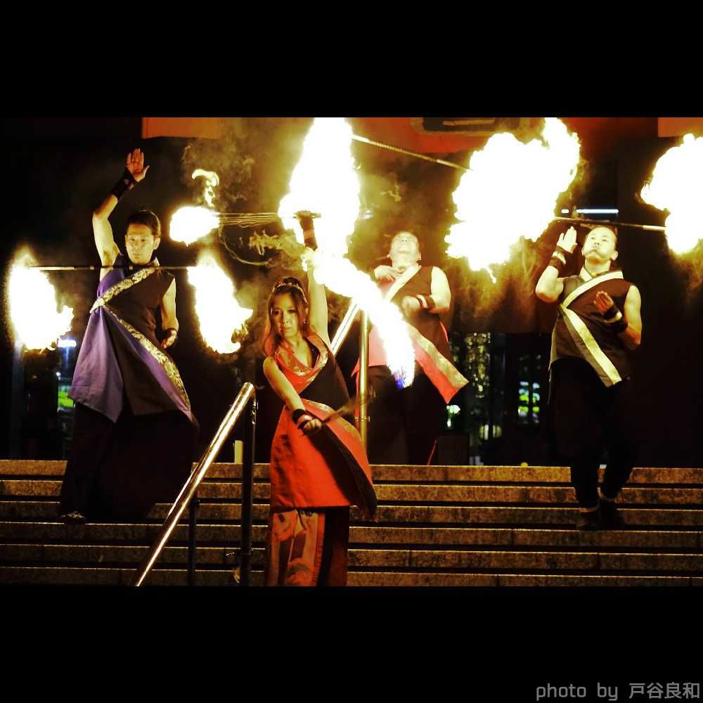 大道芸フェス大須大道町人祭の大須観音前でファイアーショー
