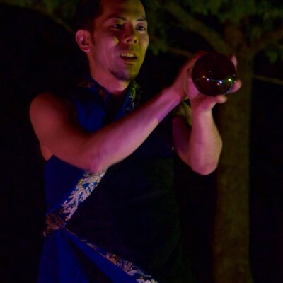 おこたんぺコンタクトジャグリング オートキャンプ銀河の夏休みファイアーショー