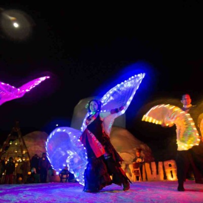 宝台樹スキー場の雪祭りで火付盗賊ファイアーショー
