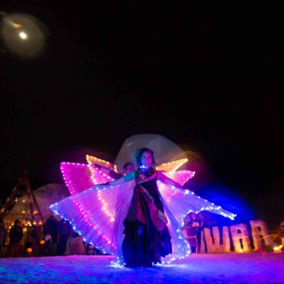 宝台樹スキー場の雪祭りで火付盗賊ファイアーショー
