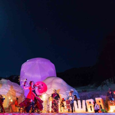 宝台樹スキー場の雪祭りで火付盗賊ファイアーショー