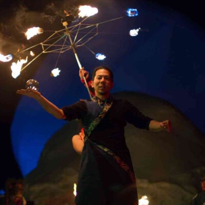 宝台樹スキー場の雪祭りで火付盗賊ファイアーショー