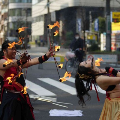 亀戸大道芸火付盗賊パフォーマンス