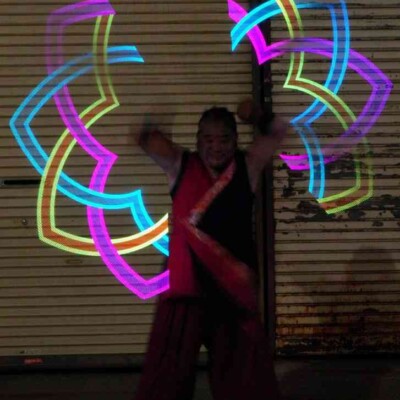 亀戸大道芸 金曜屋台村での火付盗賊ファイアーパフォーマンス