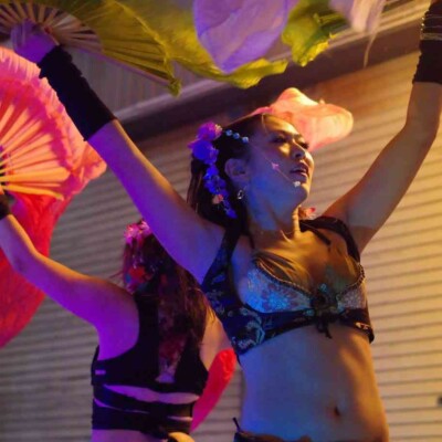 亀戸大道芸 金曜屋台村での火付盗賊ファイアーパフォーマンス