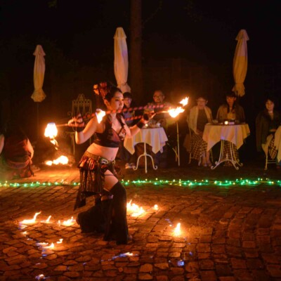 ローズガーデンでファイアーショー