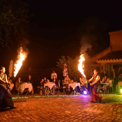 ローズガーデンでファイアーショー