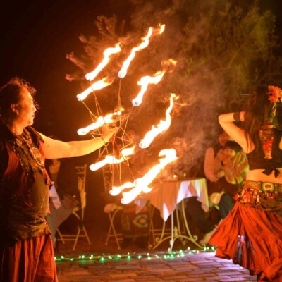 ローズガーデンでファイアーショー