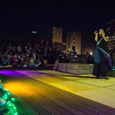 おこたんぺのコンタクトジャグリング 品川運河花火祭りファイアーショー