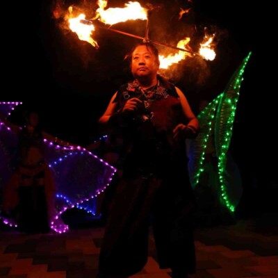 大学祭の火付盗賊ファイアーショー、ファイアータケコプター