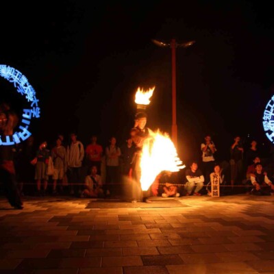 大学祭の火付盗賊ファイアーショー、ビジュアルポイで愛知工業大学を映す