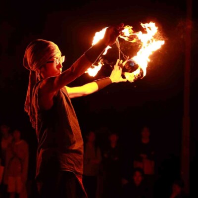 大学祭の火付盗賊ファイアーショー、ファイアーポイでハイパーループ