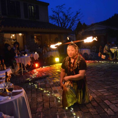 ローズガーデンでファイアーショー