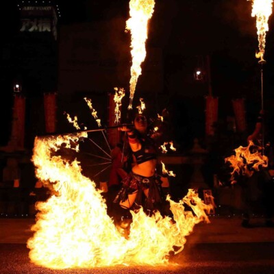 大須大道町人祭の火付盗賊ファイアーショー