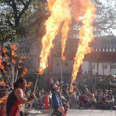 大須大道町人祭の火付盗賊ファイアーショー