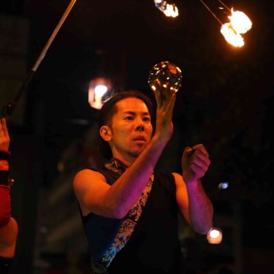 コンタクトジャグリング 大須大道町人祭の火付盗賊ファイアーショー