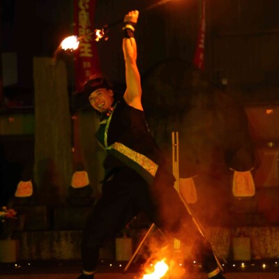 大須大道町人祭の火付盗賊ファイアーショー