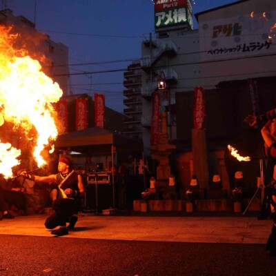 大須大道町人祭の火付盗賊ファイアーショー