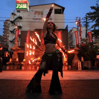 大須大道町人祭の火付盗賊ファイアーショー