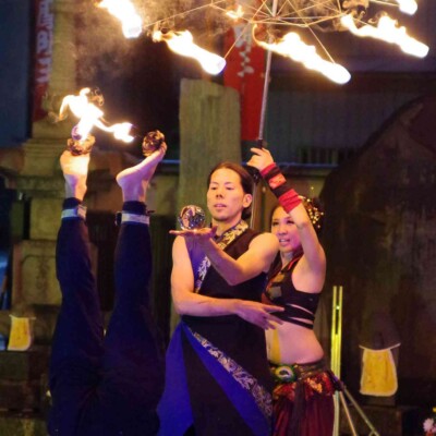 コンタクトジャグリングと火傘 大須大道町人祭の火付盗賊ファイアーショー