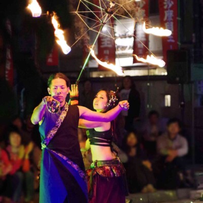 コンタクトジャグリングと火傘 大須大道町人祭の火付盗賊ファイアーショー