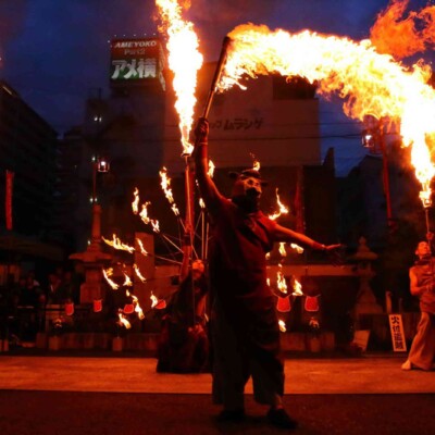 大須大道町人祭の火付盗賊ファイアーショー