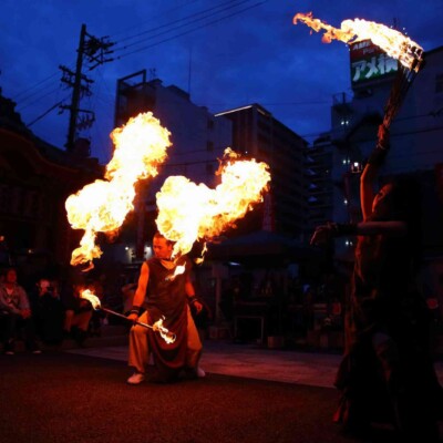 大須大道町人祭の火付盗賊ファイアーショー