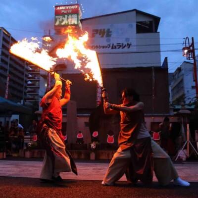 大須大道町人祭の火付盗賊ファイアーショー