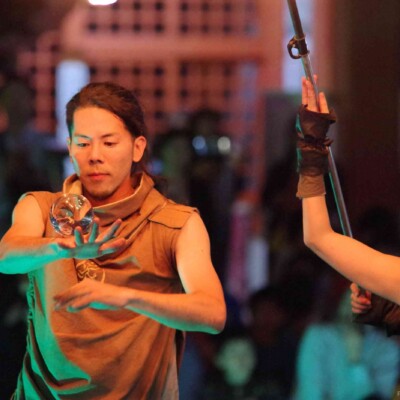 おこたんぺコンタクトジャグリング 大須大道町人祭の火付盗賊ファイアーショー