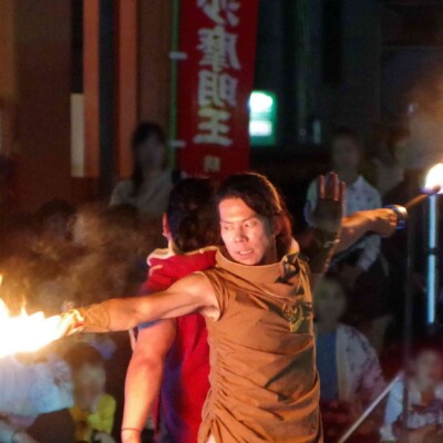 大須大道町人祭の火付盗賊ファイアーショー