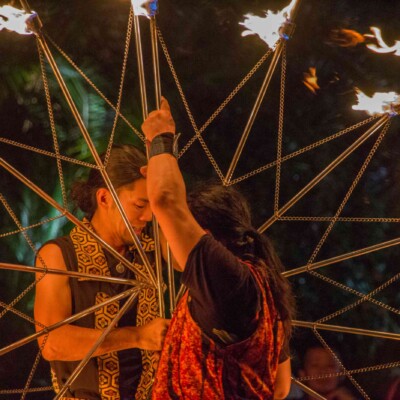 サンシャイン水族館屋上ビアガーデンで火付盗賊ファイアーショー