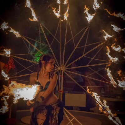 サンシャイン水族館屋上ビアガーデンで火付盗賊ファイアーショー