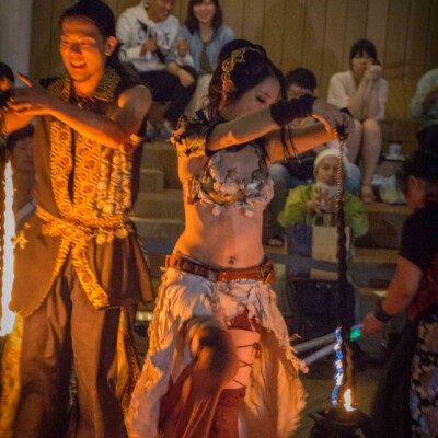 サンシャイン水族館屋上ビアガーデンで火付盗賊ファイアーショー