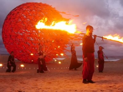 【火付盗賊】イヨイヨ、Nori、おこたんぺ、Yuta、カンタ, Alex, Mr.Bear Fire Art Festa 2018 2018平昌冬季オリンピック大会公式メインイベントFire Art Festaでの火付盗賊ステージショー