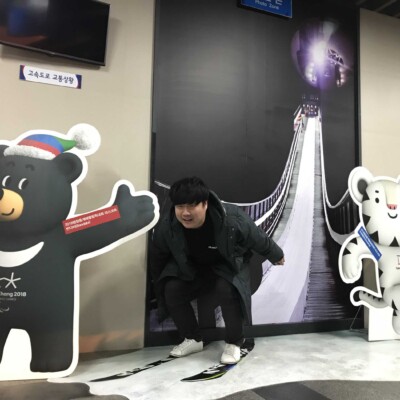 火付盗賊のお世話係をしてくれる、韓国人のベアさん 平昌オリンピック公式イベント ファイアーアートフェスタ 2018年