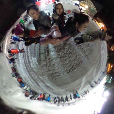 野沢温泉村スキー場ゲレンデでファイアーパフォーマンス