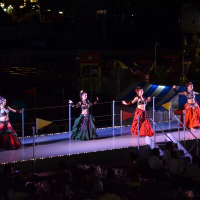 西武園遊園地のビアガーデンで花火大会後にファイアーショー