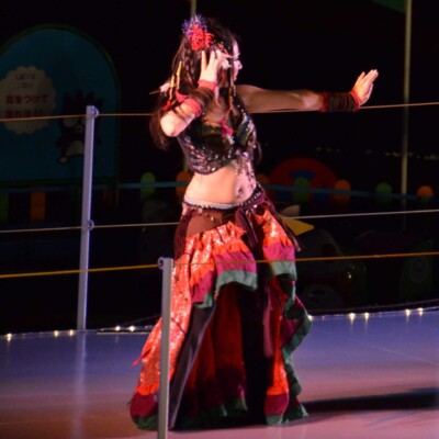 西武園遊園地のビアガーデンで花火大会後にファイアーショー