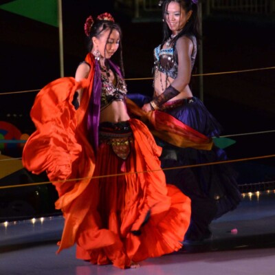 西武園遊園地のビアガーデンで花火大会後にファイアーショー