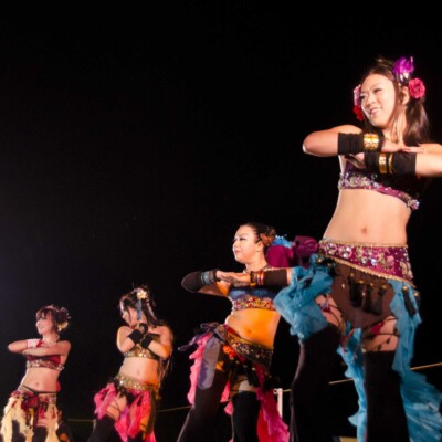 西武園遊園地のビアガーデンで花火大会後にファイアーショー