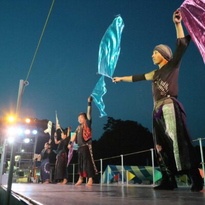 西武園遊園地のビアガーデンで花火大会後にファイアーショー