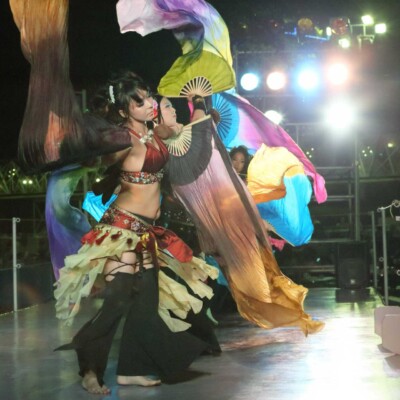 西武園遊園地のビアガーデンで花火大会後にファイアーショー