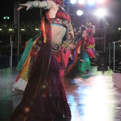 西武園遊園地のビアガーデンで花火大会後にファイアーショー