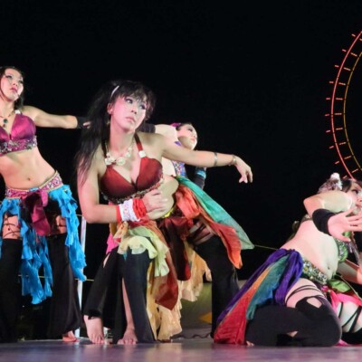 西武園遊園地のビアガーデンで花火大会後にファイアーショー