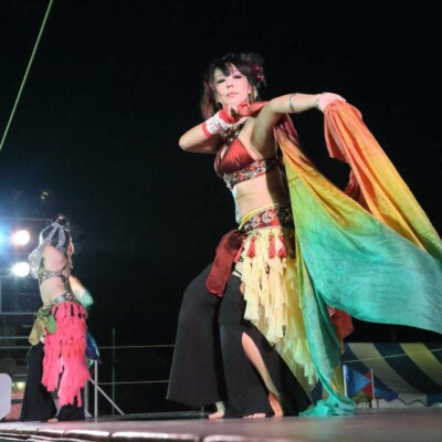 西武園遊園地のビアガーデンで花火大会後にファイアーショー