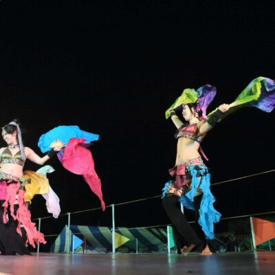 西武園遊園地のビアガーデンで花火大会後にファイアーショー