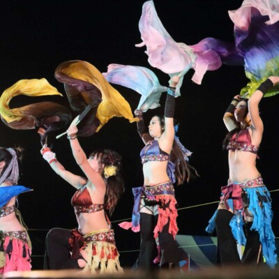 西武園遊園地のビアガーデンで花火大会後にファイアーショー