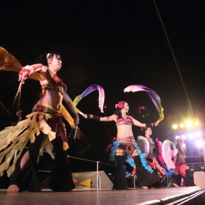 西武園遊園地のビアガーデンで花火大会後にファイアーショー