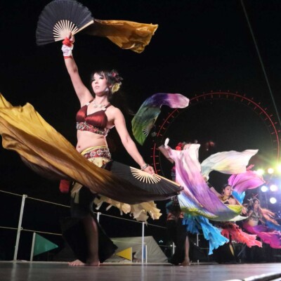 西武園遊園地のビアガーデンで花火大会後にファイアーショー